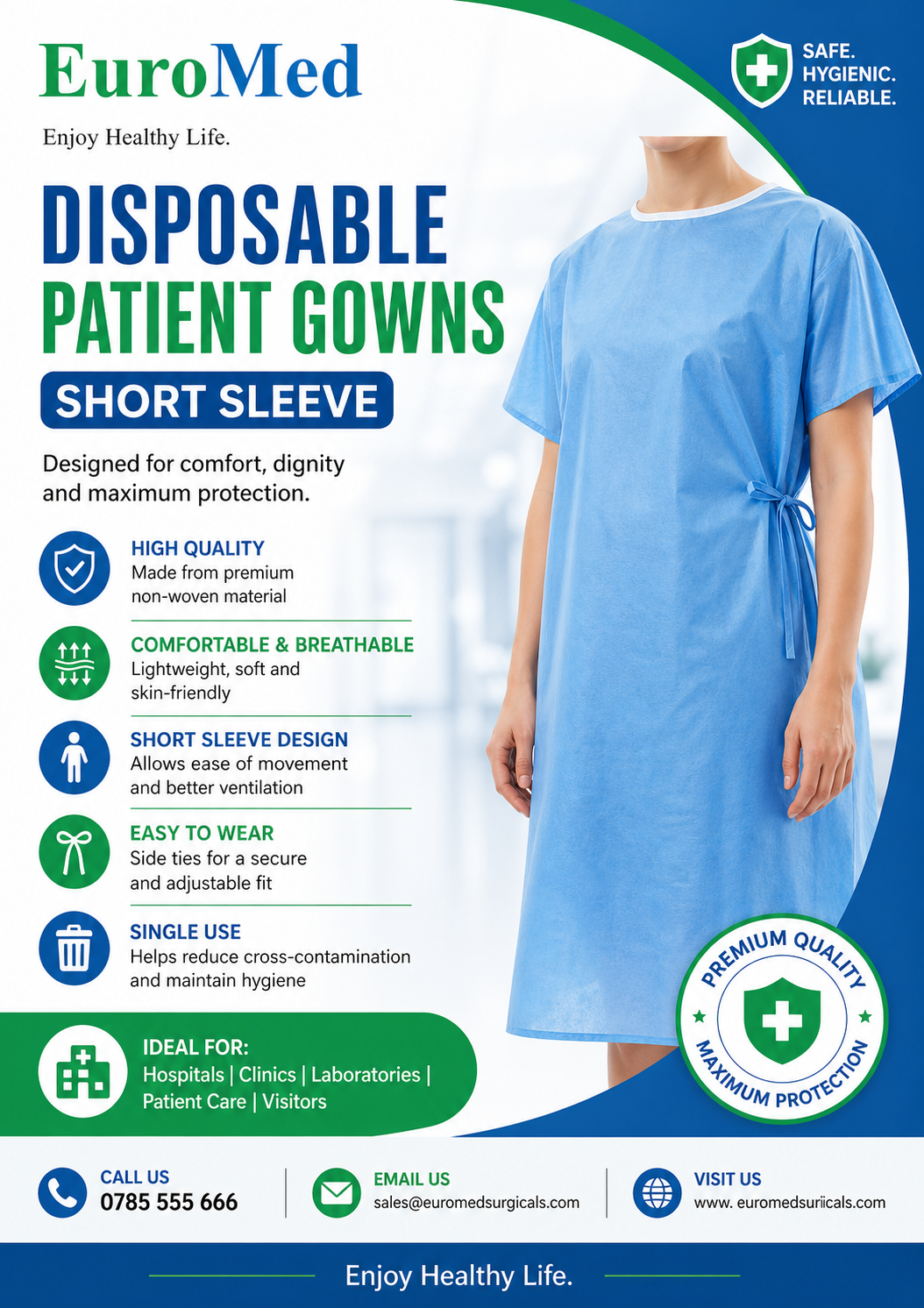 Patient Gown short sleeve - Personal Protective Equipment (PPEs)